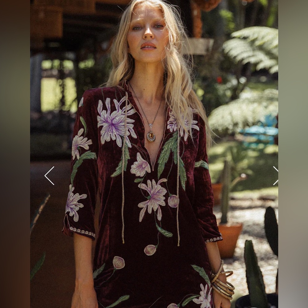 Chasing Unicorns Purple Haze Silk Velvet Tunic XS